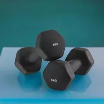 Koduva Hantelių rinkinys, 2 vnt., 2 x 5kg, ketaus su neopreno danga, juodas