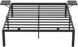 Lova Koduva Dvigulės lovos rėmas 160 x 200 cm, metalinis, su daiktų laikymo lentynomis, juodas