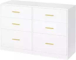 Koduva Komoda su 6 stalčiais, balta, medžio drožlių plokštė ir MDF, 40 x 119 x 78 cm