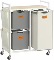Koduva Skalbinių rūšiuoklis su 3 skyriais, 100 l, su lentyna ir ratukais, 68,6 x 33 x 80,5 cm