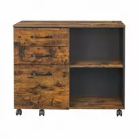 Koduva Mobili dokumentų spintelė su 3 stalčiais ir lentynomis, 80 x 40 x 66 cm, ruda, juoda