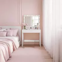 Koduva Tualetinis staliukas su veidrodžiu ir LED apšvietimu, 80 x 40 x 140 cm, baltas