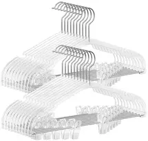 Koduva Kelnių pakabos, 30 vnt., skaidrios, 40,6 x 22,5 cm, su pasukamais kabliukais ir segtukais