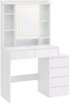 Koduva Tualetinis staliukas su LED apšvietimu, veidrodžiu ir stalčiais, 40 x 98,3 x 145 cm, baltas