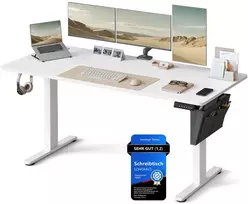 Koduva Elektrinis reguliuojamo aukščio rašomasis stalas, 60 x 160 x 72-120 cm, baltas