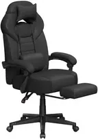 Koduva Žaidimų kėdė su kojų atrama, ergonomiška, juoda, 70 x 70 x 122–134 cm