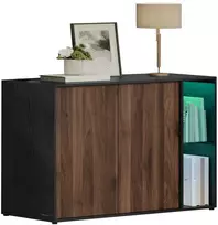 TV staliukas Songmics TV spintelė su apšvietimu ir stikline lentyna, juoda, 39,1 x 100,1 x 71,1 cm