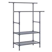 Koduva Drabužių stovas iš metalo, 114 x 45 x 171 cm, 2 skersiniai, 2 lentynos, pilkas