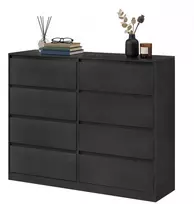 Koduva Komoda su 8 stalčiais, juoda, 40 x 119,4 x 97,5 cm, medžio drožlių plokštė ir MDF