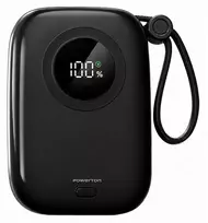 Powerton ENERGY DARK EDITION išorinė baterija 10000mAh, 2x USB-C, 22.5W, integruoti laidai, juoda