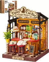 Robotime Mini namas 3D konstruktorius Tipsy Cat Bar