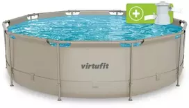 VIRTUFIT apvalus baseinas 366 cm su filtravimo siurbliu, smėlio spalvos