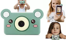 „4CV Mobile“ skaitmeninis fotoaparatas vaikams, 24 MP, 1080p vaizdo įrašymas, 2 colių LCD ekranas + 32GB kortelė / „Kiimento“ / Modelis C / „Bear“ / Žalias