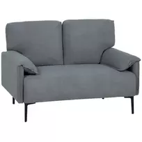 HOMCOM 2 vietų sofa, storos pagalvėlės, aksominis apmušalas, minkšta sofa, juoda