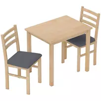 HOMCOM 3 dalių valgomojo komplektas su 2 kėdėmis, virtuvės stalas kompaktiškiems kambariams, paminkštintos kėdės, taupo vietą, MDF, natūralaus medžio imitacija