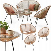 Lauko baldų komplektas ACAPULCO, pintas ratanas, sofa, fotelis, 5 asmenims