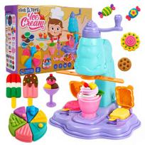 Plastilinas makaronų gaminimo mašinėlė ledainė desertai formelės lipni masė rinkinys vaikams 42 elementai click4toys
