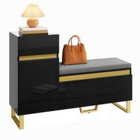 Batų spinta su kėde, MDF, 120x35x85 cm, juoda, 1 vnt