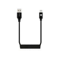 Kabelis Evelatus AutoSpring Coiled Cable USB A to Lightning 1.2M cable Black 4752192096557 TKCB-746AL1WH (4752192096557)