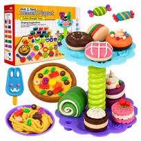 Plastilinas lipni masė padėklas pica kūrybinis rinkinys vaikams 55 elementai „click4toys“