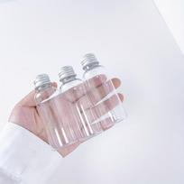 10 vnt. skaidrūs plastikiniai buteliukai su aliuminio dangteliu , 15 ml