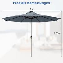 Lauko skėtis 300x253cm., pilkos/juodos spalvos