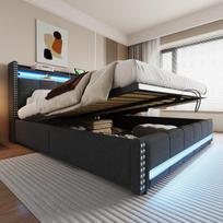 Polsteruota lova 180x200, LED, USB, hidraulinė, 3 dėžės