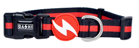 DASHI Stripes3 Red&Black - L izmēra suņa kakla siksna, vienlaidu komplekts