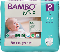 BAMBO NATURE Nature S-2 autiņbiksītes 3-6 kg, 30 gab. iepakojums