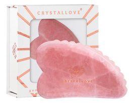 Rožkrāsaints rokas masāžas akmeņš ar 3D Gua Sha tehniku CRYSTALLOVE — 1 gabals