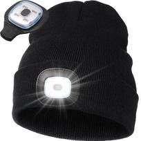 perf.ee LED kepurė su žibintuvėliu USB, juoda