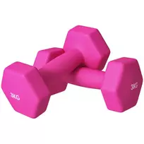 SPORTNOW 2 hantelių rinkinys 2 x 3 kg hantelių rinkinys, šešiakampių hantelių rinkinys, pritaikytas grindims, skirtas jėgos treniruotėms namuose, rožinės spalvos
