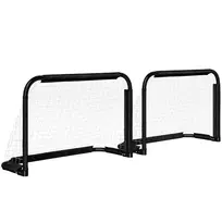 Futbolo Vartai 2 Sulankstomų Rinkinys su Metaliniu Rėmu | Skirtas Vaikams ir Suaugusiesiems, Sodo, 90 x 36 x 60 cm, Juodi