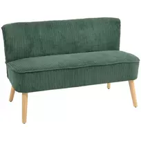 2 vietų sofa, medinės kojos, 117 x 56,5 x 77 cm, žalia