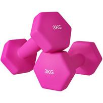 SPORTNOW 2 hantelių rinkinys 2 x 3 kg hantelių rinkinys, šešiakampių hantelių rinkinys, pritaikytas grindims, skirtas jėgos treniruotėms namuose, rožinės spalvos, Rosa