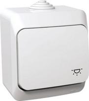 1 pole pushbutton with light symbol 16A IP44 white Cedar Plus WDE000513 | 3303432400330