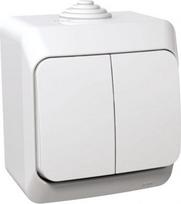 2 gang one way switch with locator light IP44 white Cedar Plus WDE000551 | 3303432400262