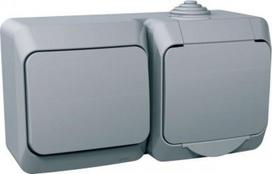 Two way switch + IP44 socket gray Cedar Plus WDE000604 | 3303432403065