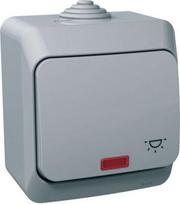 Pushbutton with locator light and light symbol IP44 grey Cedar Plus WDE000616 | 3303432400392