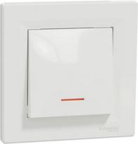 Switch, 1-gang, one-way, with frame, with indicator window, 10AX, white, Asfora EPH1400121 | 3606480525605