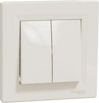 Switch, double, one-way, with frame, cream, Asfora EPH0300123 | 3606480525018