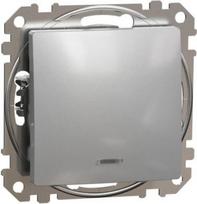 Switch 10AX aluminium with blue locator LED Sedna Design SDD113101L | 3606481479242