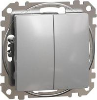 Double 1-way Push-Button 10A, aluminium Sedna Design SDD113118 | 3606481479426
