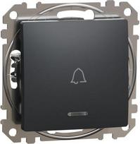 1-way Push-Button 10A anthracite Blue LED Locator light with Bell Symbol, white Sedna Design SDD114131L | 3606481480064