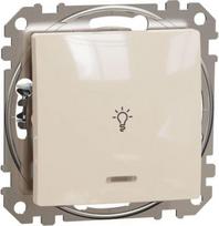 1-way Push-Button 10A with Blue LED Locator light with Lamp Symbol, beige Sedna Design SDD112132L | 3606481478887