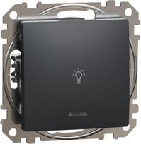 1-way Push-Button 10A with Blue LED Locator light with Lamp Symbol, anthracite Sedna Design SDD114132L | 3606481480088