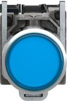 Blue flush complete illum pushbutton Ø22 spring return 1NO+1NC 220...240V. range of product: Harmony XB4 - device short name: XB4 - fixing collar material: zamak - mounting diameter: 22 mm - operator additional information: with plain lens - contacts XB4BW36M5 | 3389110119794