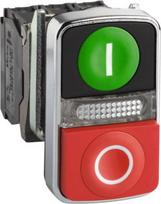 Green flush/red projecting illuminated double-headed pushbutton Ø22 1NO+1NC 240V. range of product: Harmony XB4 - device short name: XB4 - fixing collar material: zamak - mounting diameter: 22 mm - operator profile: 1 flush - 1 projecting pushbuttons XB4BW73731M5 | 3389119043625