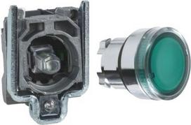 Illuminated push button, green, flush, Ø22 mm spring return, 1 NO 24 V, Harmony XB4 XB4BW33B1 | 3389119029537