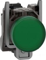 Green complete pilot light Ø22 plain lens with integral LED 110...120V. range of product: Harmony XB4 - product or component type: complete pilot light - device short name: XB4 - fixing collar material: zamak - mounting diameter: 22 mm - operator add XB4BVG3 | 3389110891966
